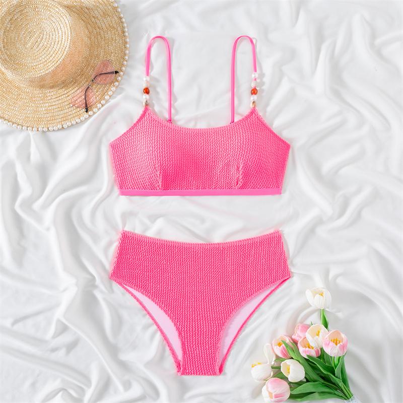 Купальник бикини женский с высокой талией купальник новый сплошной слинг бикини комплект сексуальный стринги купальный костюм для женщин летний пляжный из двух частей