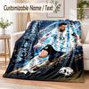 Custom Text Flannel Blanket Lionel Messi Print Warm Cozy Blanket Home Sofa Bedding