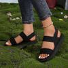 Trendy  Roman Style Women's Hemp Rope Bottom Flat Sandals Female Outdoor Wearing Rome Slope Heel Beach Shoes