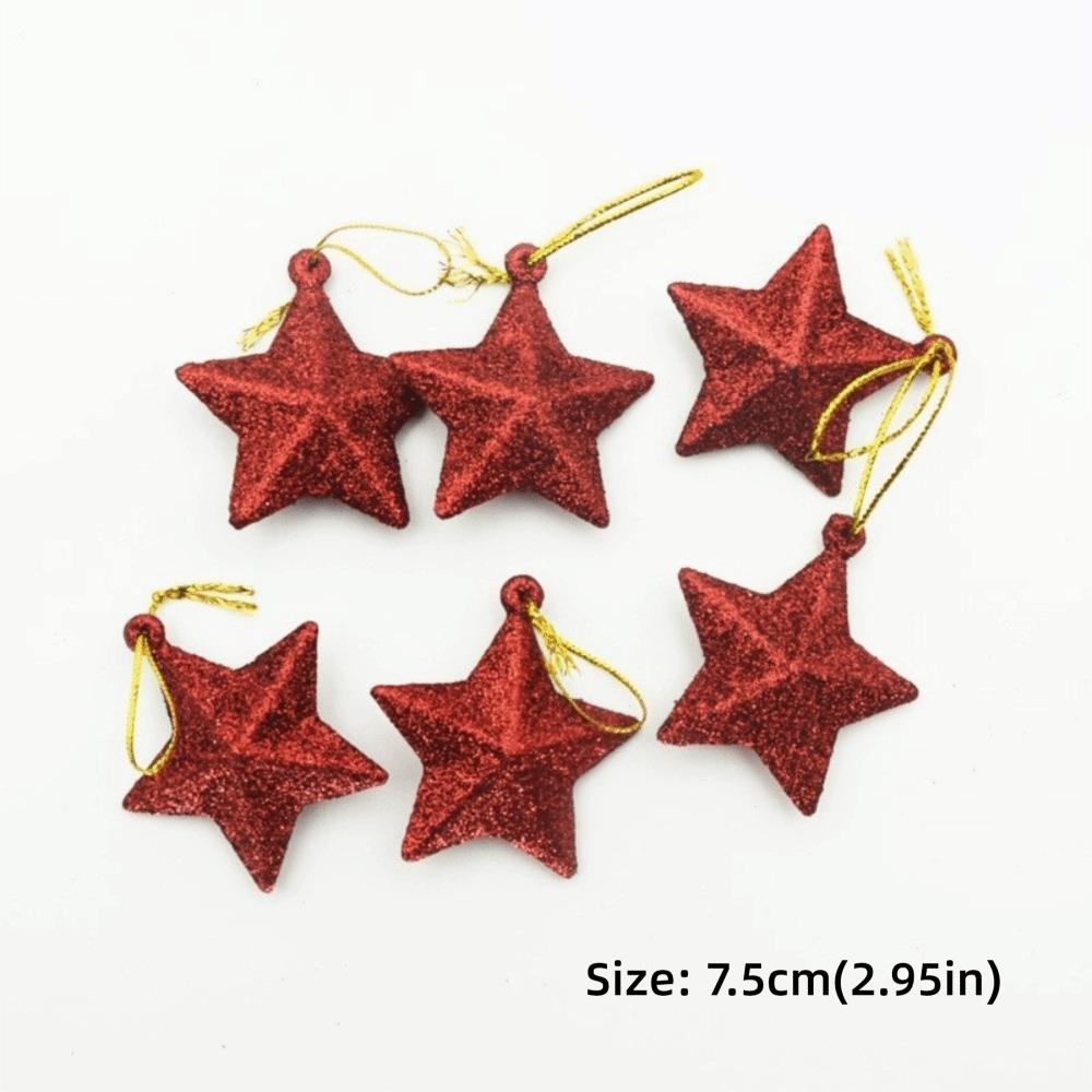 6Pcs DIY Star Ornaments Mini Xmas Tree Decoration Holiday Decorations