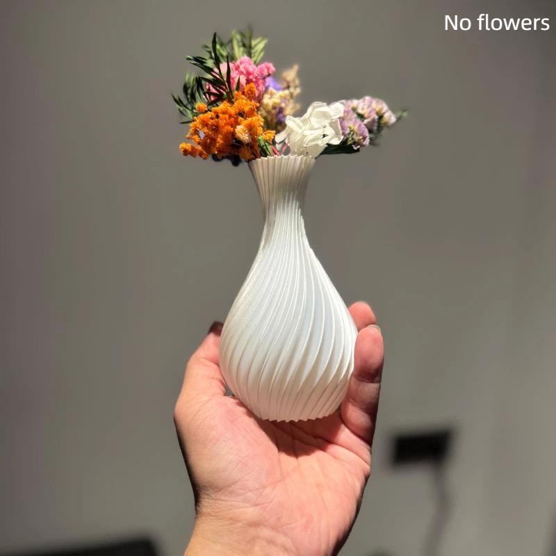 Цветочный горшок 3D-печать Декоративная ваза Белый цвет Настольное украшение Мини-вазы Простая спиральная ваза Офис