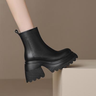Ботинки Мартина женские ботинки короткие ботинки женские 2025 платформа удобные осенне-зимние британские кожаные круглый носок толстый каблук челси
