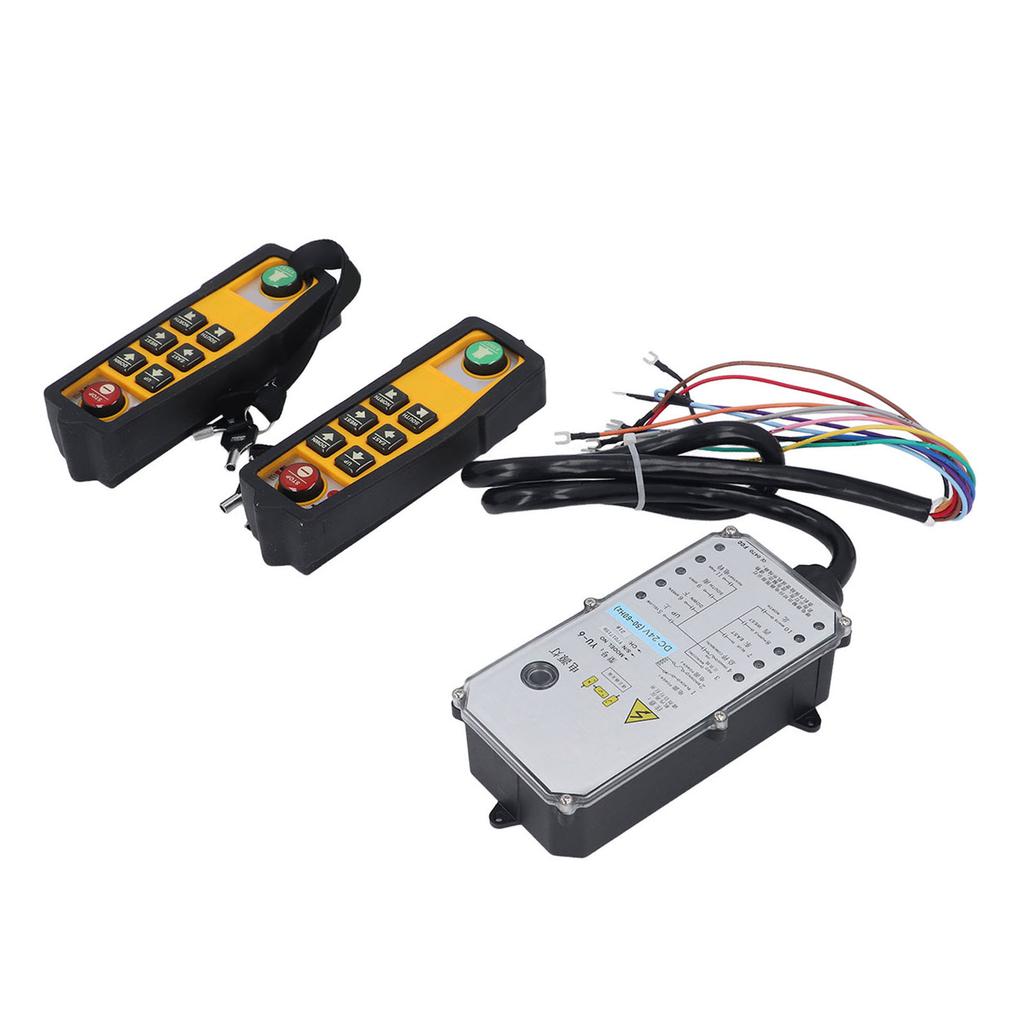 Industrial Wireless Crane Remote Control Kit DC24V Electric Lift Hoist Transmitter Receiver with Lock 2 Handle YU 6