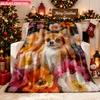 Blanket 1pc Cute Dog Among Flowers 2D-Printed Flannel Throw Blanket - Soft And Cozy Suitable for Use On The Sofa While Traveling a