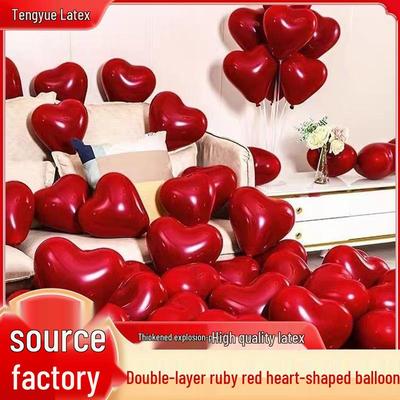Двухслойные свадебные шары в форме сердца - Рубиново-красное украшение любви для свадебных залов