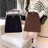 Women's Corduroy A-Line Skirt: High Waist, Plus Size, Slimming, Coffee Color, Short for Spring & Autumn 2024