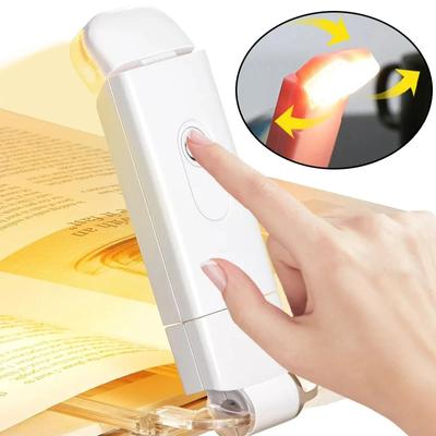 Светодиодная лампа для чтения с USB-зарядкой, регулируемая яркость, защита глаз, зажим для книг, портативная лампа для чтения, ночник