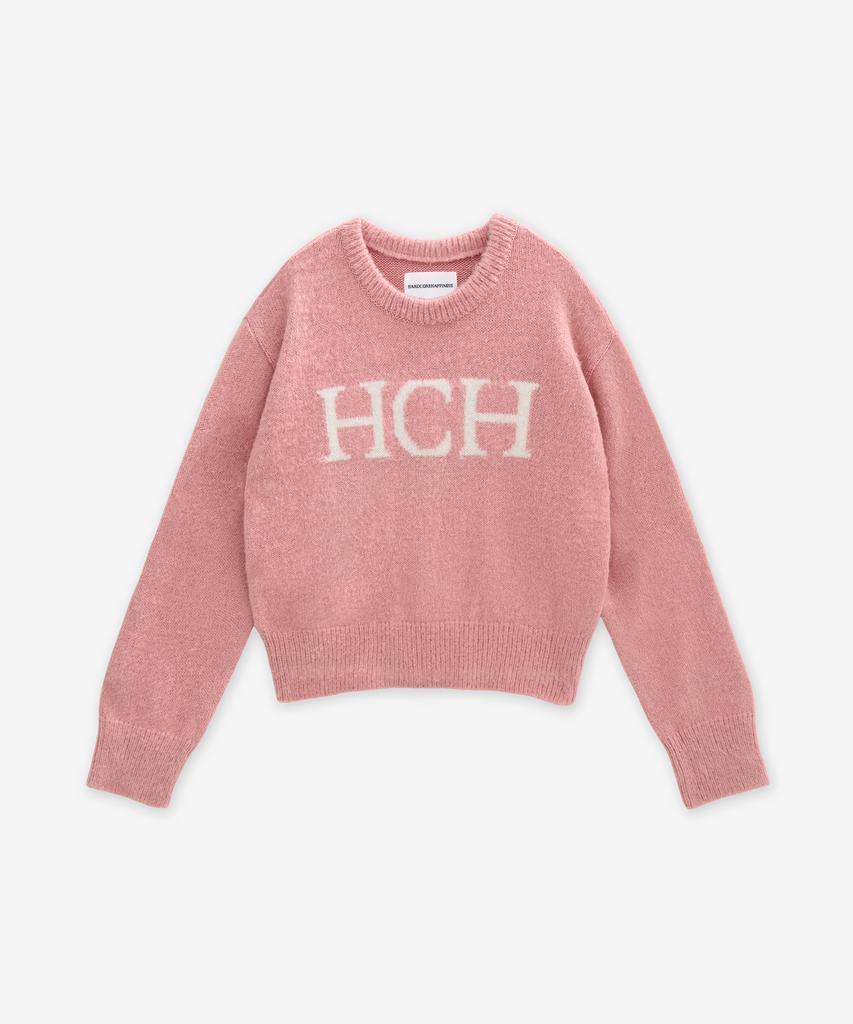HARDCORE HAPPINESS Hch Logo Round Neck Wool Knit_Pink