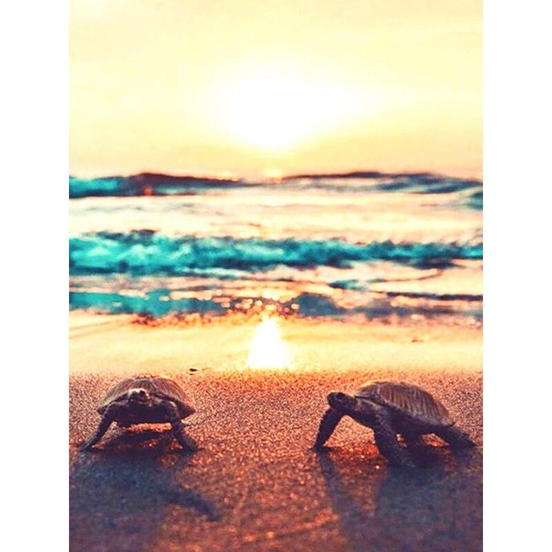 Новый 5D DIY алмазная живопись морская черепаха Алмазная вышивка вид на море вышивка крестиком полная круглая дрель домашний декор ручной подарок