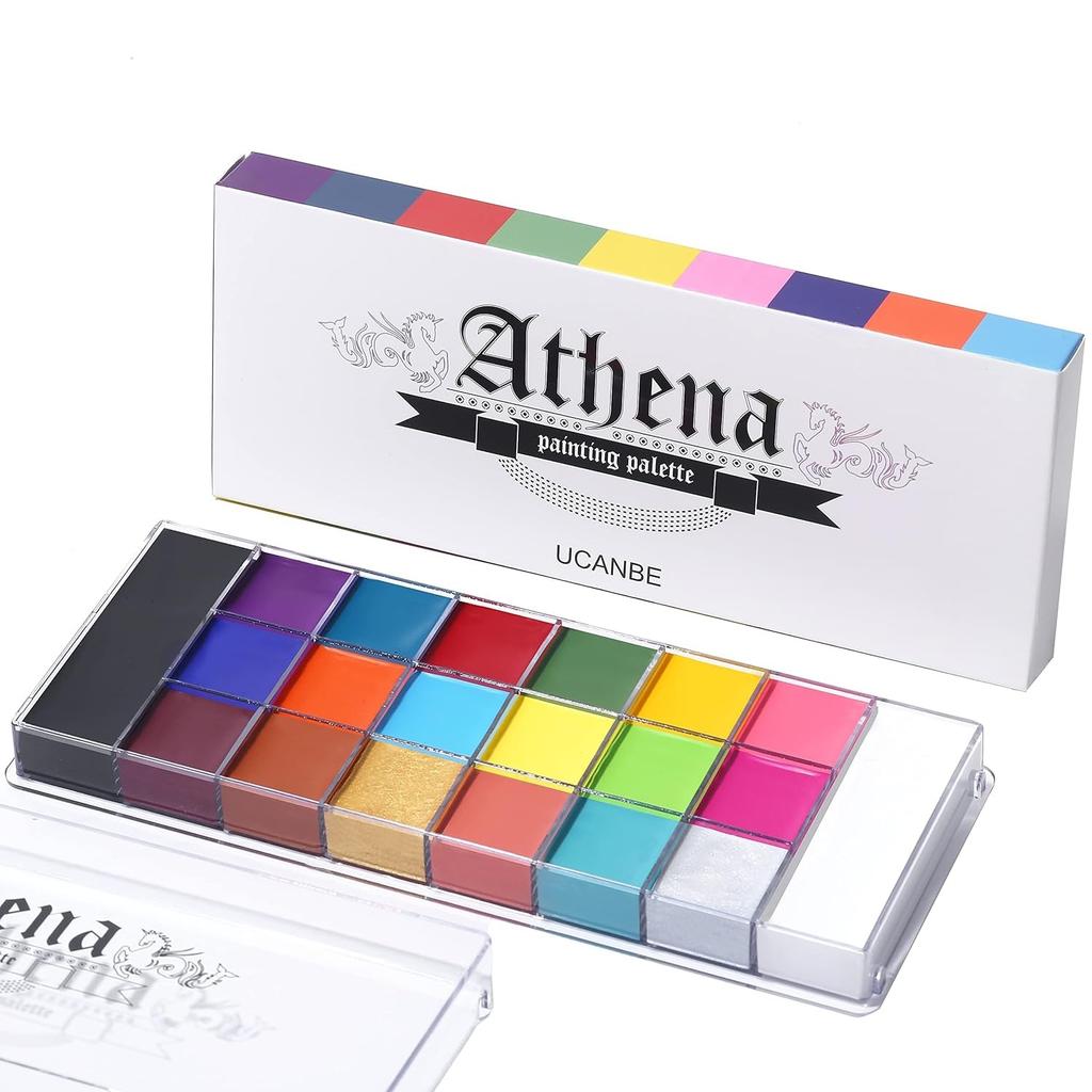 Палитра масляных красок для лица и тела Athena, 20 цветов, большой черный, белый, профессиональные, флэш-тату, Хэллоуин, SFX, вечеринка, костюм артиста, фестиваль, косплей