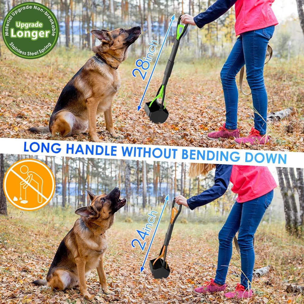 TIMINGILA Pooper Scooper 28" Long Handle Portable Pet Poop Scooper for Large and Small Dogs,High Strength Material and Durable Spring,Great for
