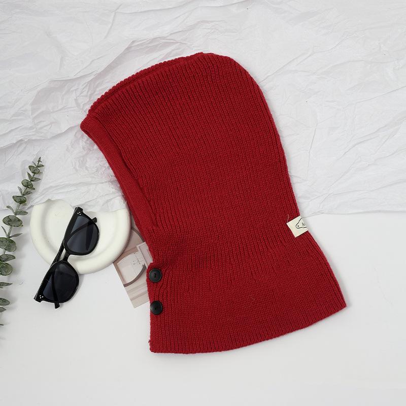 Hat Scarf Integrated Hat Women's Fashion Warm Balaclava Hat Knitted Scarf