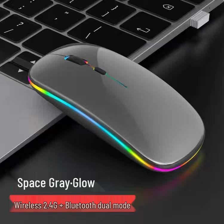 Wireless Bluetooth Mouse with Silent Click and Multi-Color LED for Office and Laptop Use