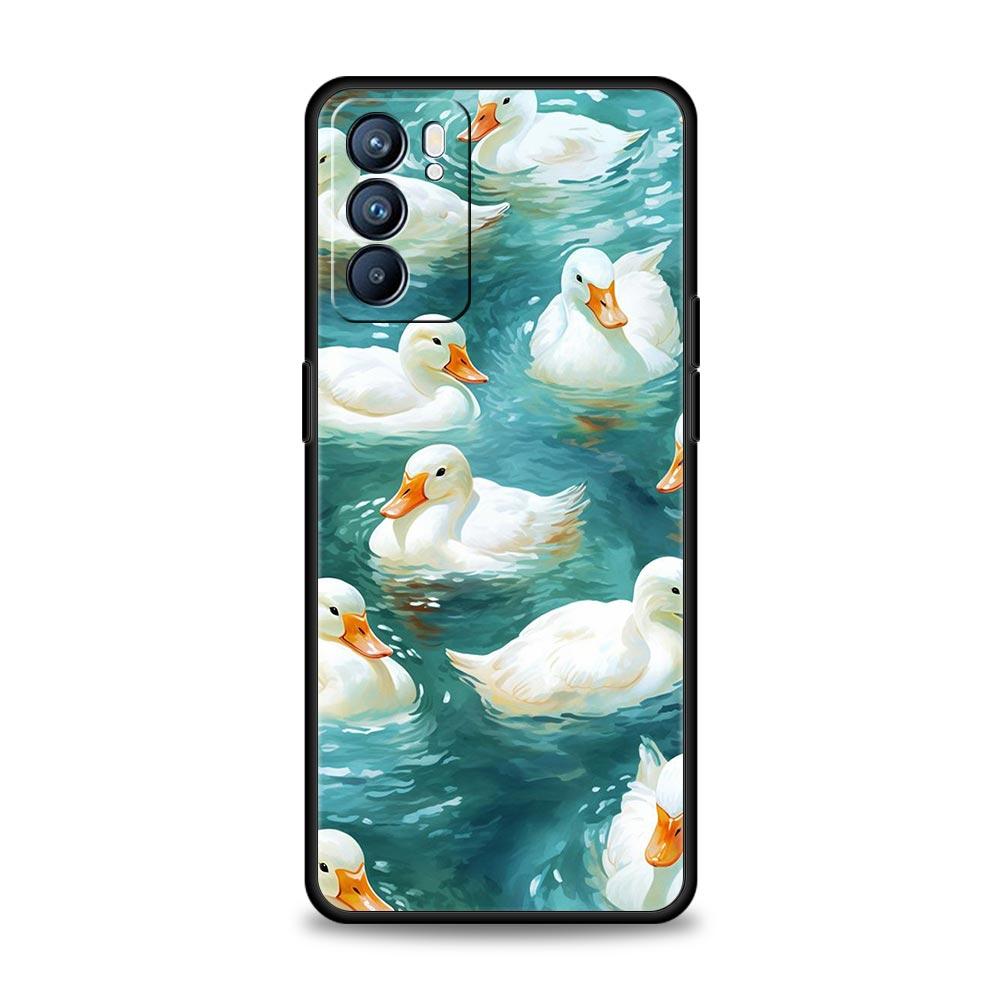 Мультяшный Утенок Гусь Игровой Чехол для Телефона для Oppo Reno8 Reno7 Reno6 Pro A54 5G Find X6 X5 A53 A52 A9 A15 A95 A17 A16 A74 A57 A31 Обложка