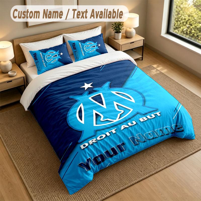 Bedding Set 1 Duvet Cover 2 Pillowcases Olympique Marseille FC Print Soft Bed Linen Bedroom Decor