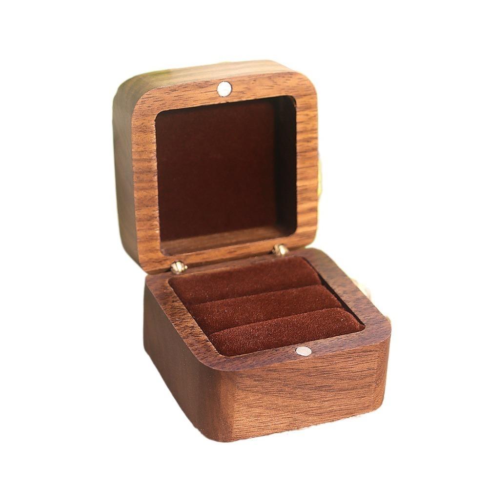 Luxury Rings Bearer Box Square Jewelry Organizer Portable Rings Display Case Propose