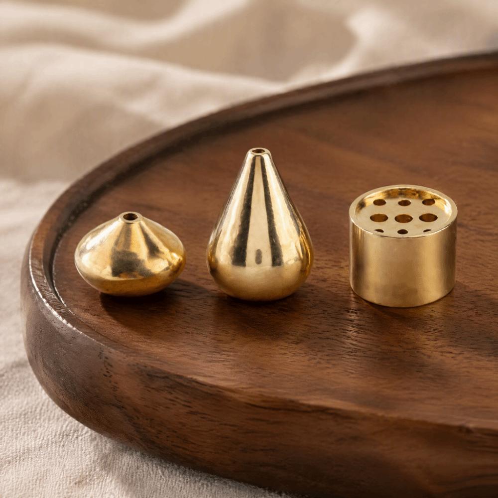 3 Pieces Water Drop Shape Incense Holder Burner Mini Brass Incense Holder Home Decoration