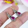 Red Ruby(Simulated),Peridot Handmade 925 Sterling Silver Gift Earring 1.5" e7Q09