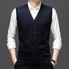 Men Autumn Sleeveless Single Breasted Pullover Vests Knitted Work Sweater