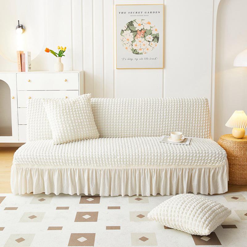 Чехол для дивана-кровати из однотонной ткани Seersucker, без подлокотников