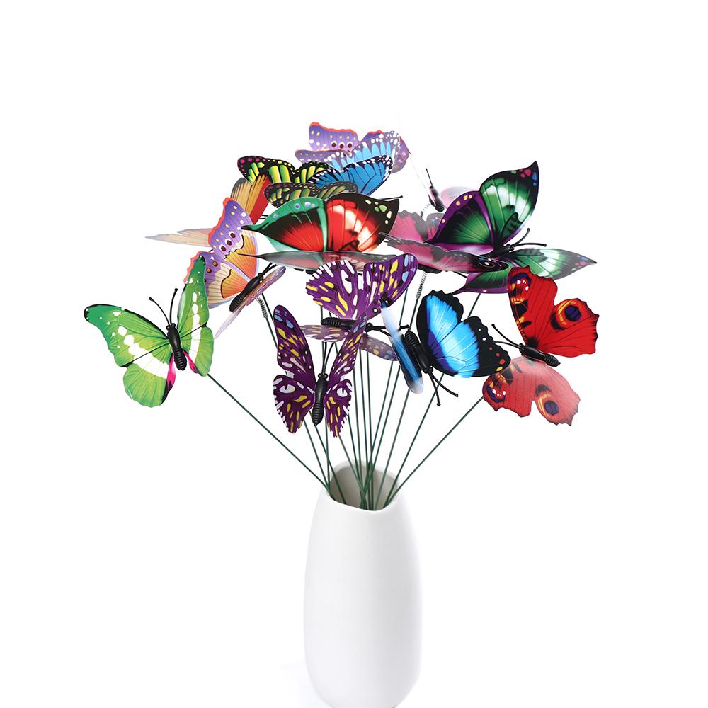 Lawn Decor Yard Artificial Butterfly with Rods Simulation Color Fake Butterflies Garden Decoration