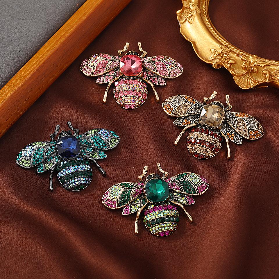Muylinda Crystal Bee Brooches For Women Vintage Beetle Pin Insect Jewelry Alloy Material Fashion Coat Accessories