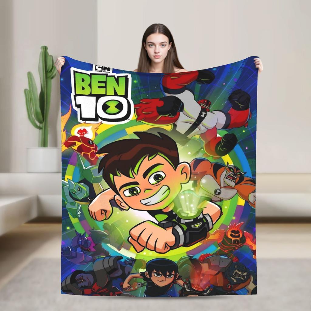 Плед Ben 10 Аниме Разные Размеры Мягкий Пушистый Плюшевый Плед для Дивана Кушетки и Кровати