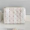 Stripe Red Flower Women's Cosmetic Bags Portable Quilted Girls Wash Handbags Makeup Case Retro Female Handheld Storage Purse
