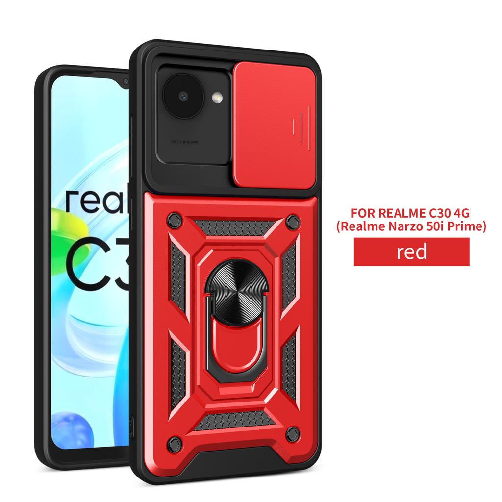Чехол для Realme C30 Чехол для Realme c30s Нарзо 50i Prime Магнитное кольцо-держатель Бронированный чехол для телефона Защита камеры сдвижной Задняя крышка
