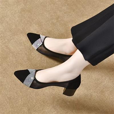 Весна Лето Женские Сетчатые Туфли Женские Дышащие Туфли из Натуральной Кожи С Перфорацией Женские Туфли Остроносые Туфли-Лодочки