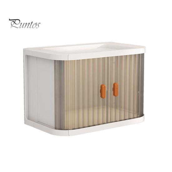 1Pc/2Pcs Useful Bottom Slot Convenient Desktop Storage Box Collapsible Design Desktop Storage Box Living Room Accessory