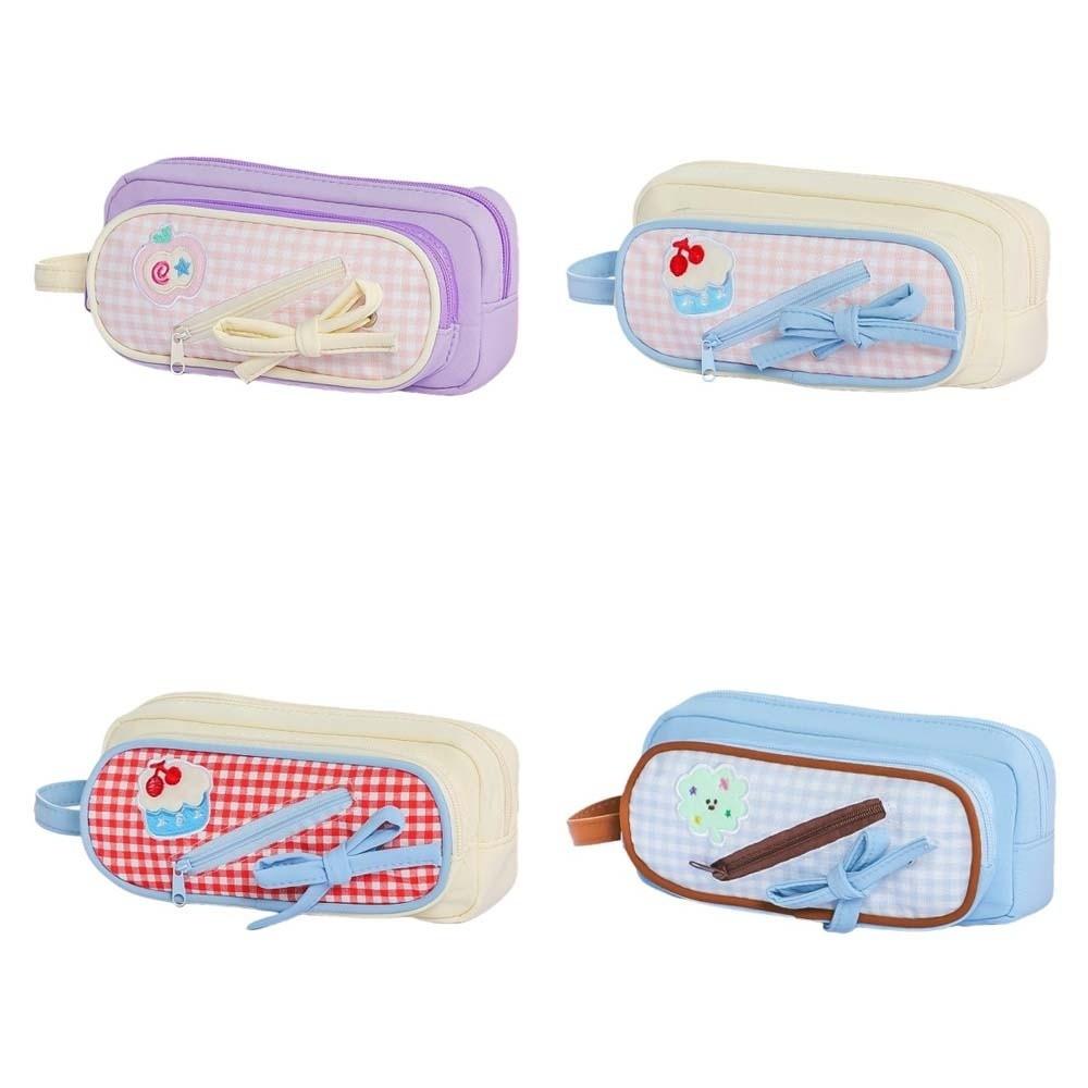 Handheld Korean Fruit Pencil Case Fruit Cherry Cake Print Pencil Pouch Office