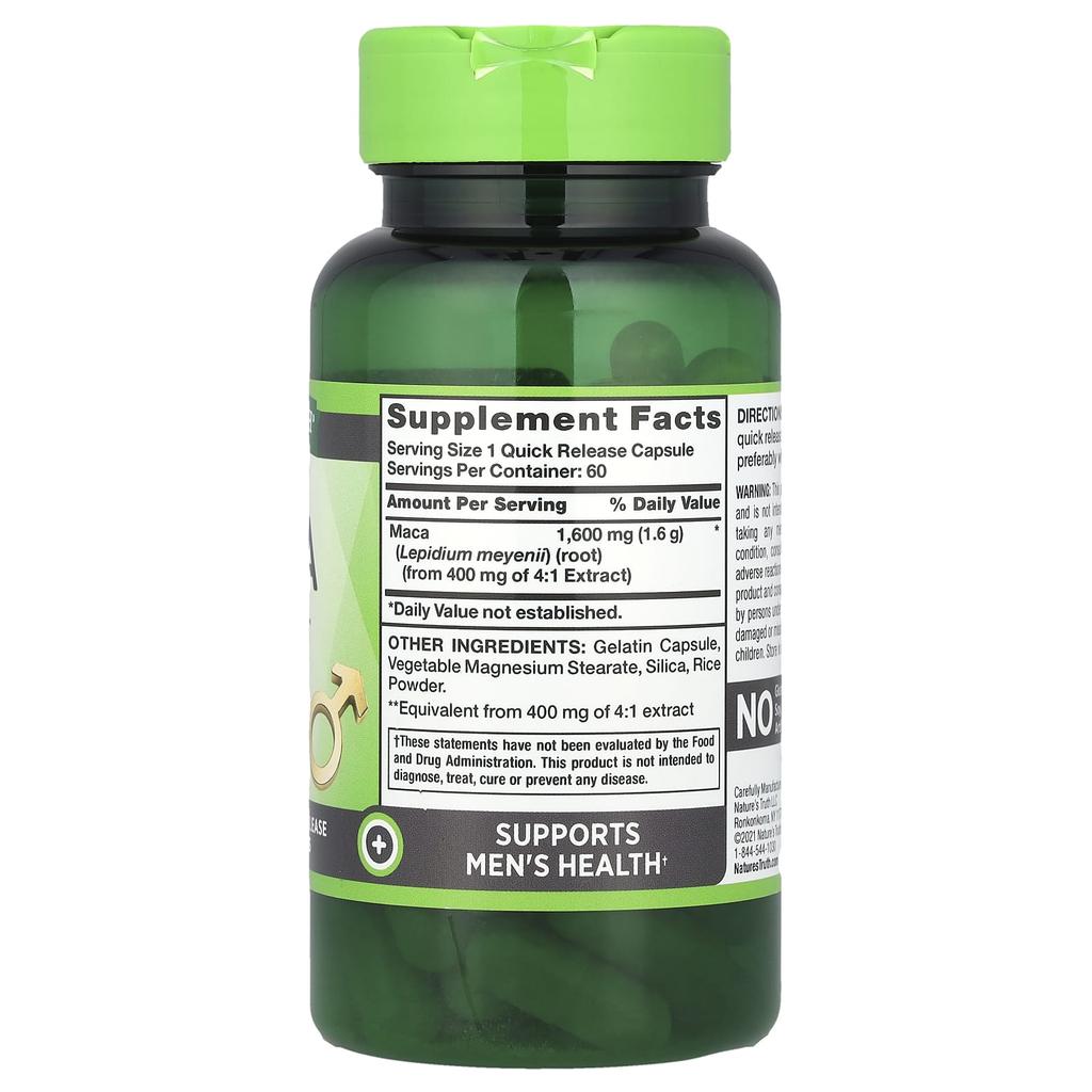 Nature's Truth Мака, 1600 мг, 60 капсул быстрого высвобождения