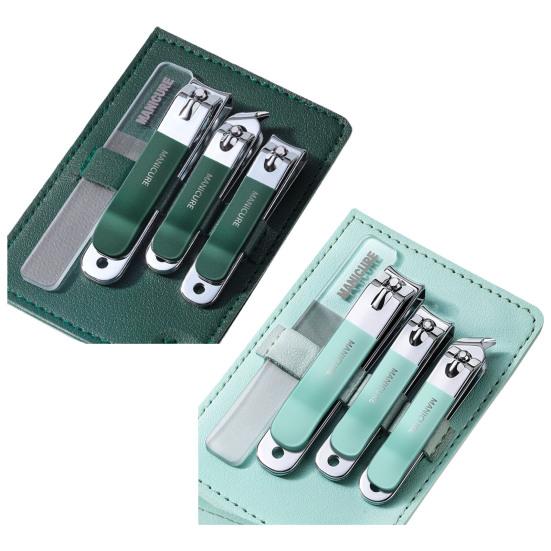 4 шт./набор острых кусачек для ногтей с кожаным чехлом и изогнутым краем, профессиональная нержавеющая сталь