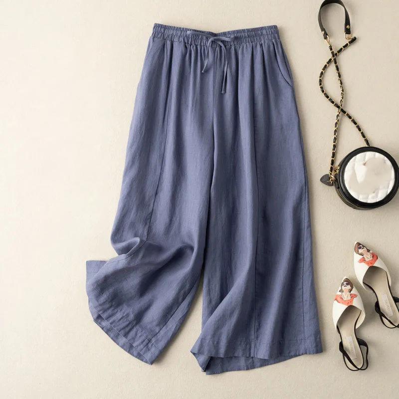 Seven Leg Pants Women High Waist Summer Thin Fit Slimming Versatile Casual Straight Leg Pants