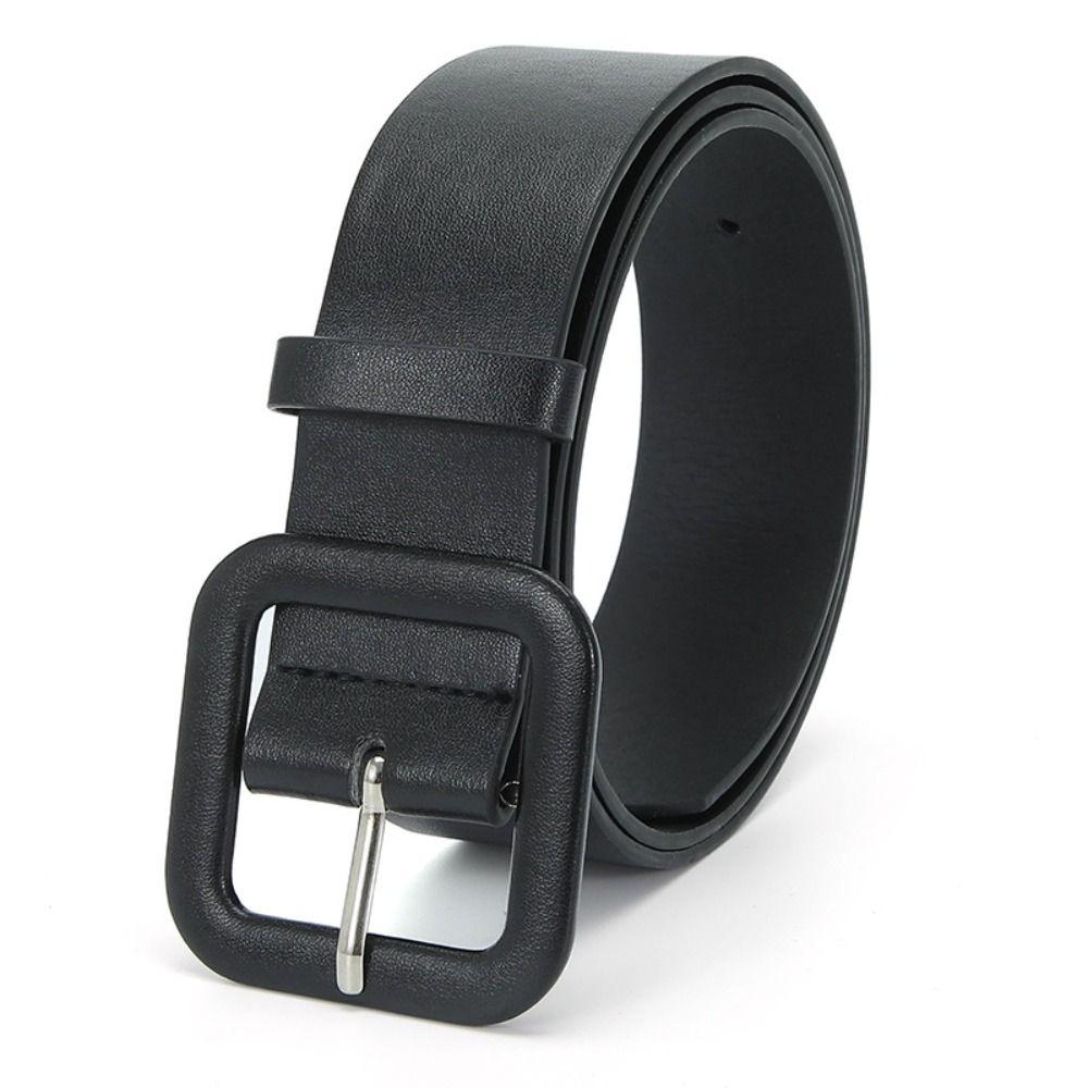 Square Buckle Wide Belt Y2k Trouser Decoration Simple PU Leather Belt  Dress Decoration