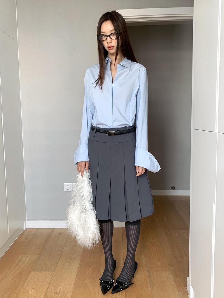 Dorothy Clothing Корейский стиль Длинный рукав Загнутый воротник Женская рубашка