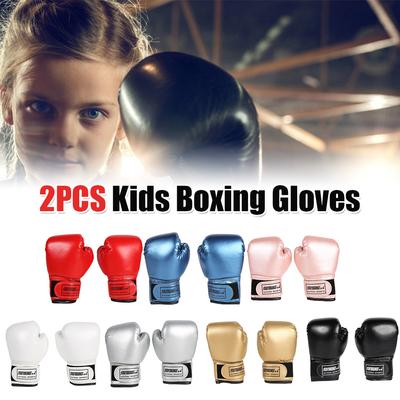 2 шт. Детские боксерские перчатки из ПУ кожи, перчатки для кикбоксинга, дышащие перчатки для единоборств, перчатки для тхэквондо для мальчиков и девочек, молодежные