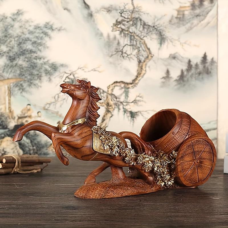 Роскошный декантер для вина в форме лошади, элегантный дизайн с виноградом из смолы для домашнего бара, гостиной и декора нового дома