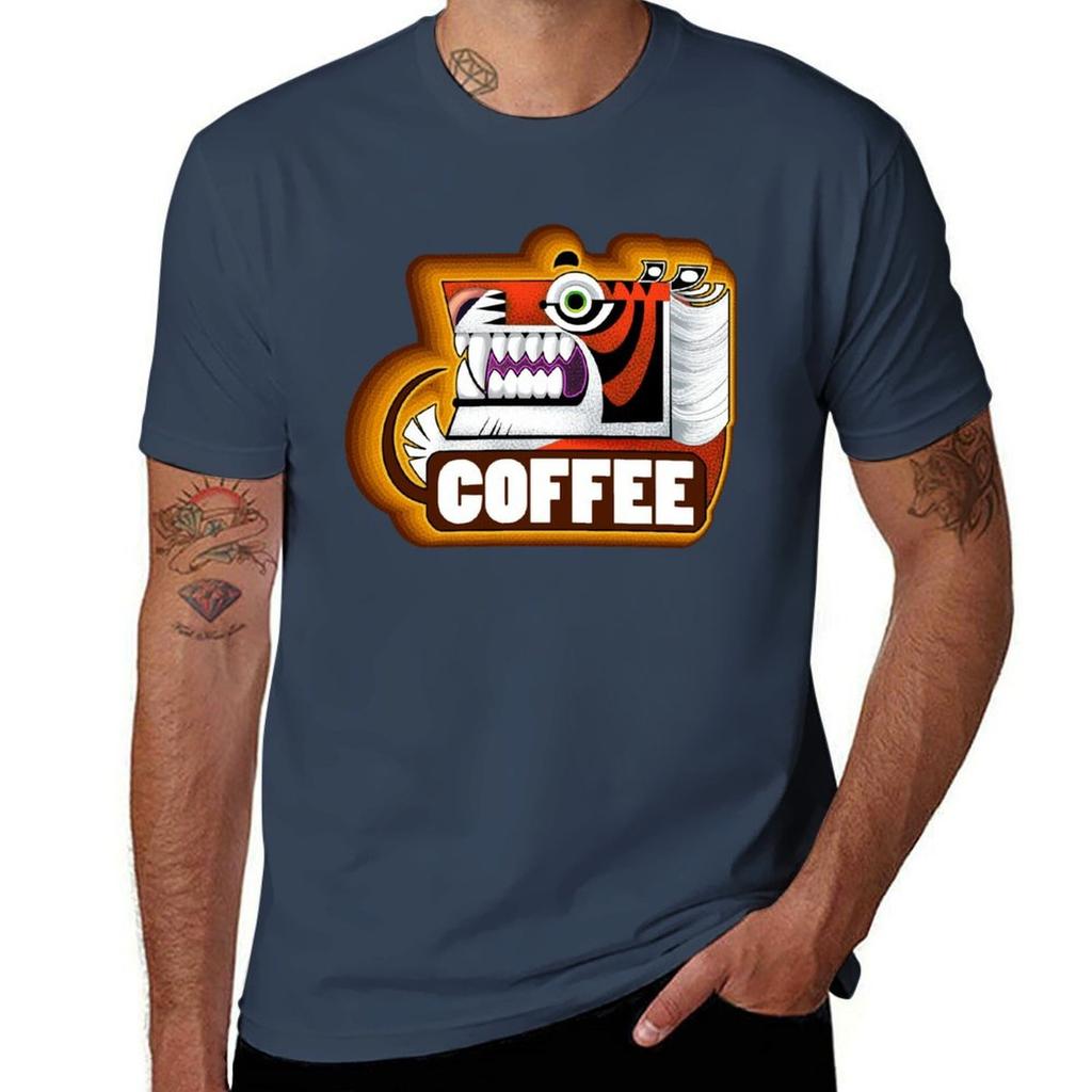 Box Tiger Coffee Tshirt Casual Daily Wear Short Sleeve Top