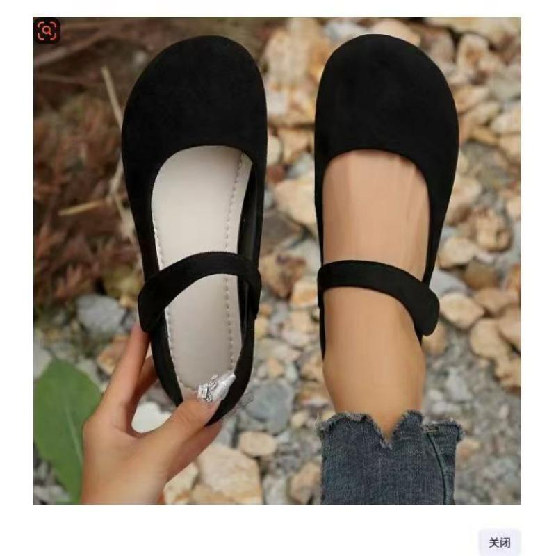 Spring and Autumn New Mary Jane Flats Retro Single Shoes One-word Buckle with Shallow Mouth Small Leather Shoes Women