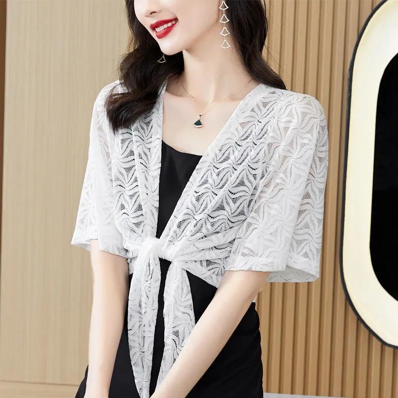 WTEMPO Женские повседневные однотонные кружевные солнцезащитные шали пальто весна-лето повседневные универсальные тонкие дышащие кардиганы