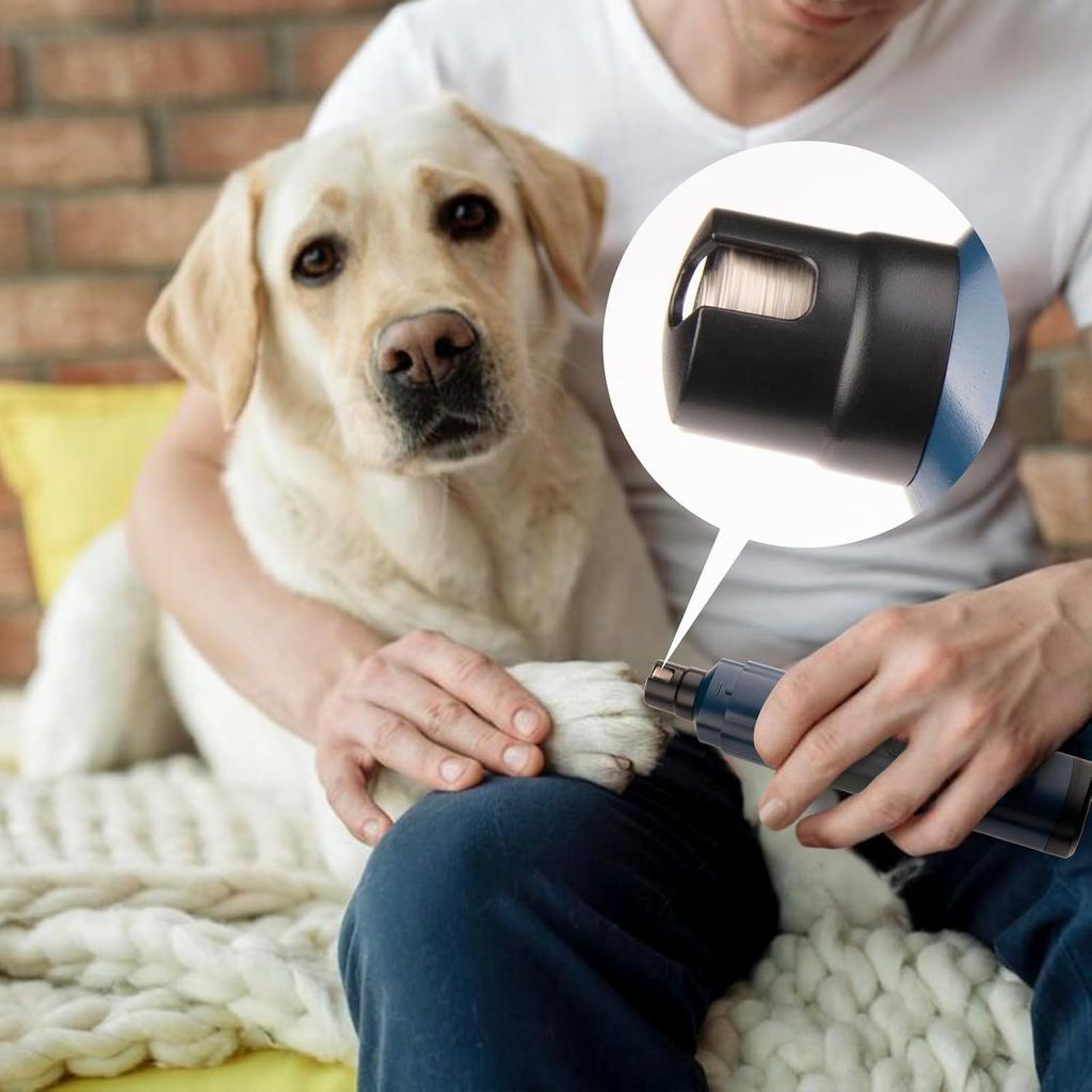 Pet Nail Grinder for Dogs Cats, Quiet 2-Speed Type-C Rechargeable Dog Nail Trimmer, Low Noise Low Vibration Paw Grooming, Dual Diamond Heads