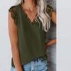 Women's V-Neck Lace Casual Solid Sleeveless Shirts Tank Tops Blouse