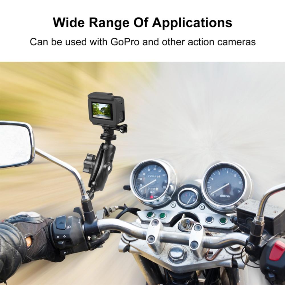 PULUZ PU702B For GoPro Action Camera Motorcycle/Bicycle Mirror Mount Aluminum Alloy Adjustable Bracket