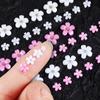 3D Flower Nail Charms, 3D Acrylic Flower Nail Art Rhinestones White Pink Mixed Cherry Blossom Spring Gems with Pearls Manicure DIY Nail Decorations