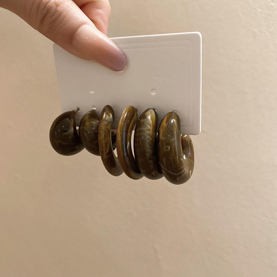 Ретро Гонконгский стиль Серьги-кольца с леопардовым принтом из серебряной иглы Легкая роскошь Высококлассные серьги с темпераментом Нишевые серьги Женские