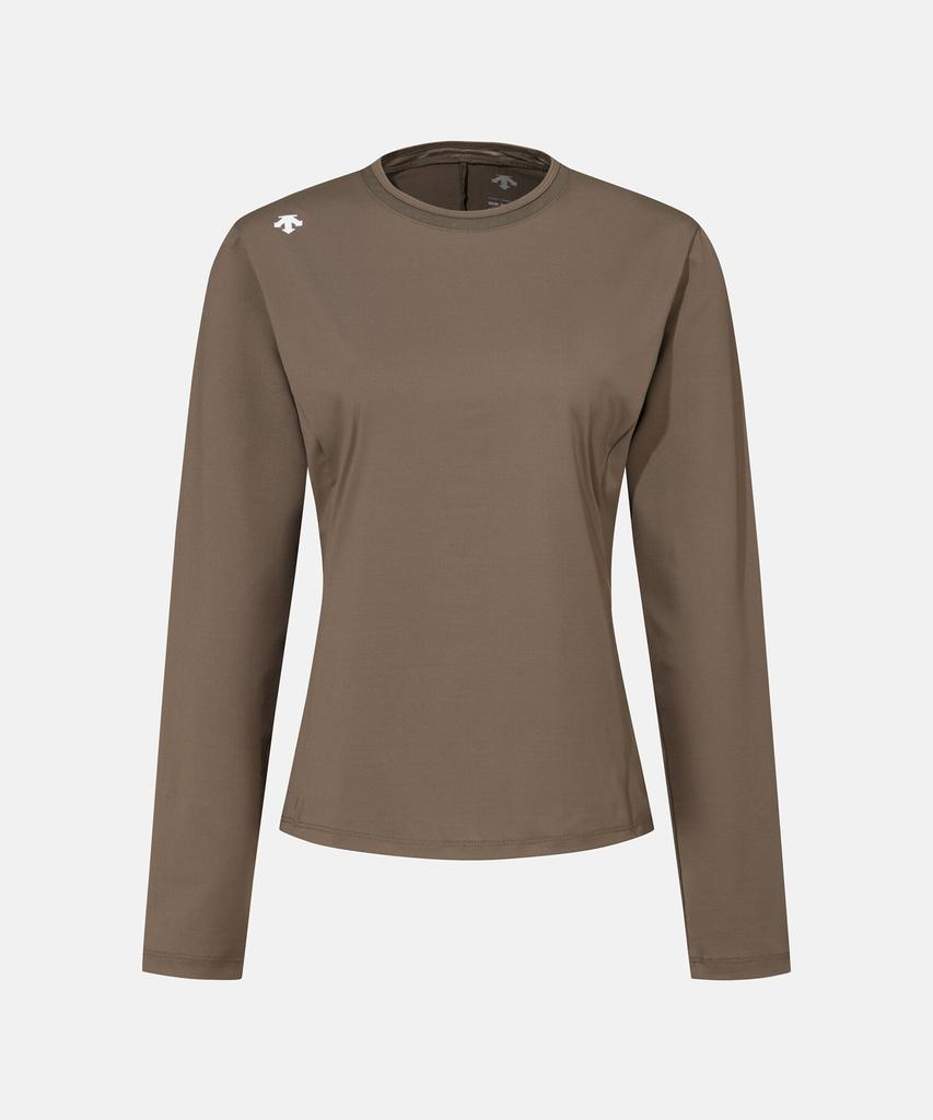 DESCENTE Women'S Slim Fit Long Sleeve T-Shirt Deep Brown Sr322Ptl81