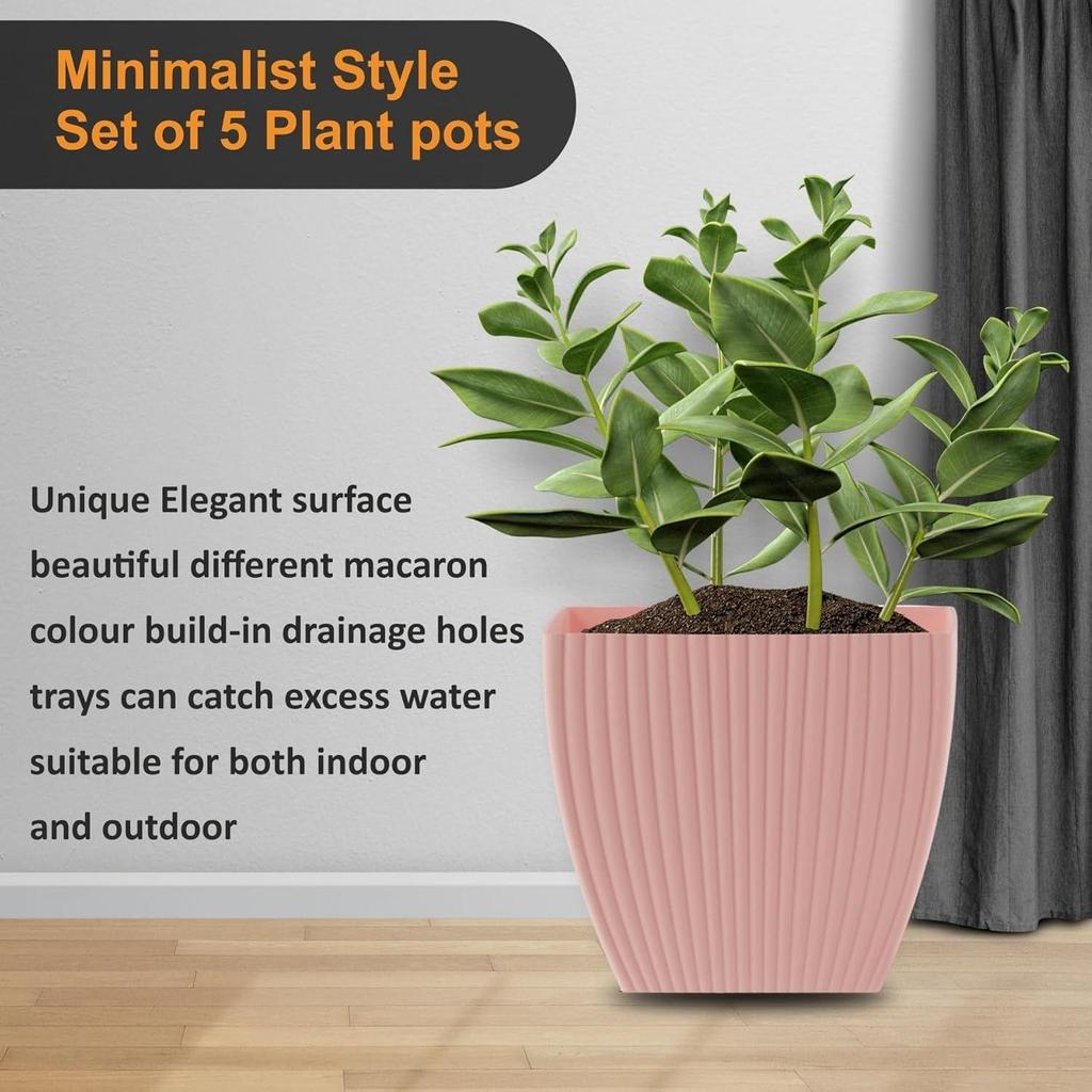 Набор из 5 6-дюймовых цветочных горшков с дренажными отверстиями и поддонами для сбора воды, для улицы и дома - Идеально подходит для комнатных растений, суккулентов и маленьких горшков