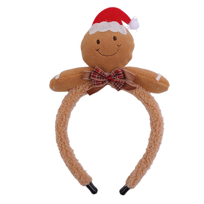 Christmas Gingerbread Man Hair Accessories: Cute Plush Headband & BB Clip Set